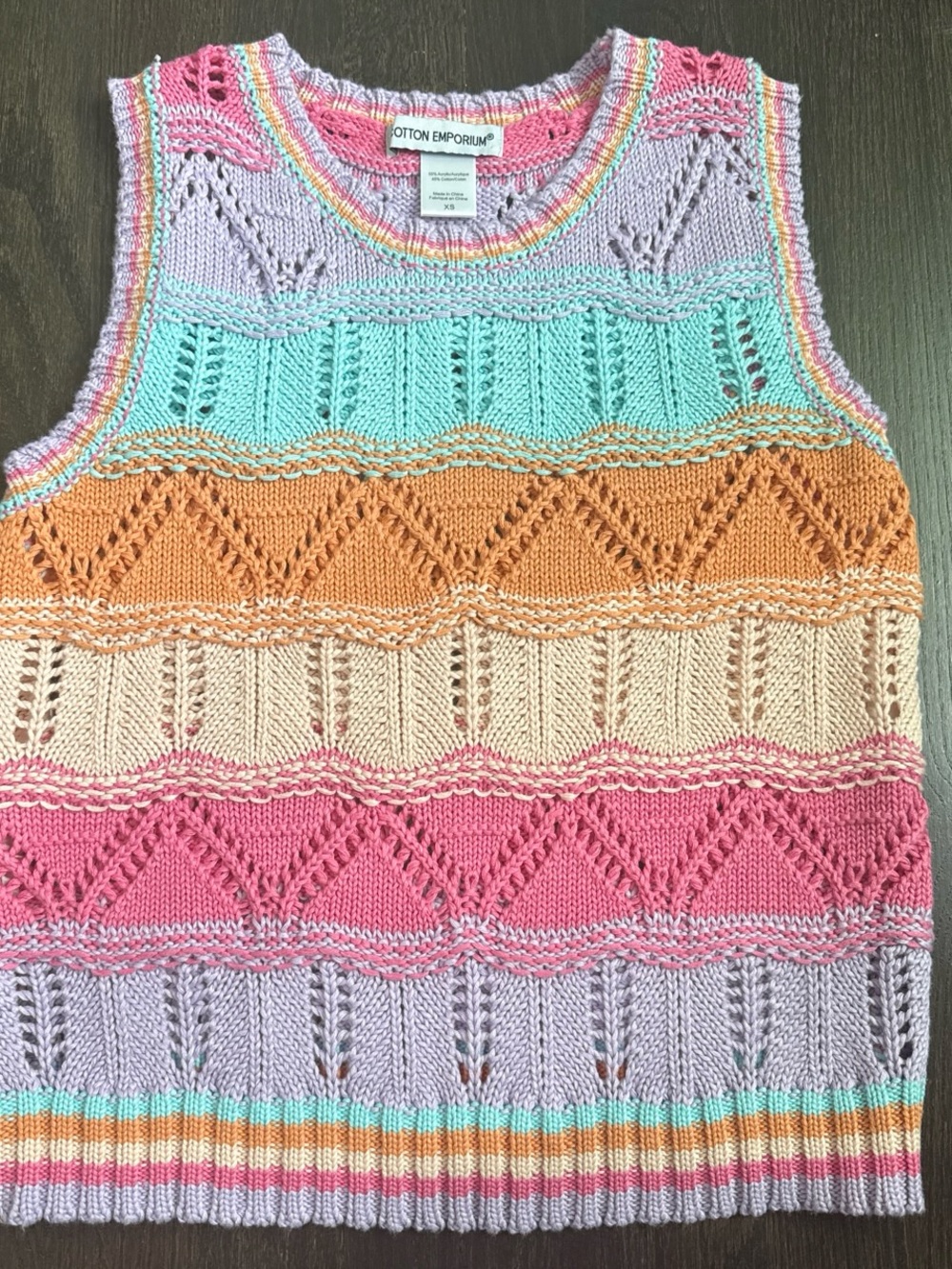 Cotton Emporium Pink, Peach, Mint & Lavender Striped Knit Tank